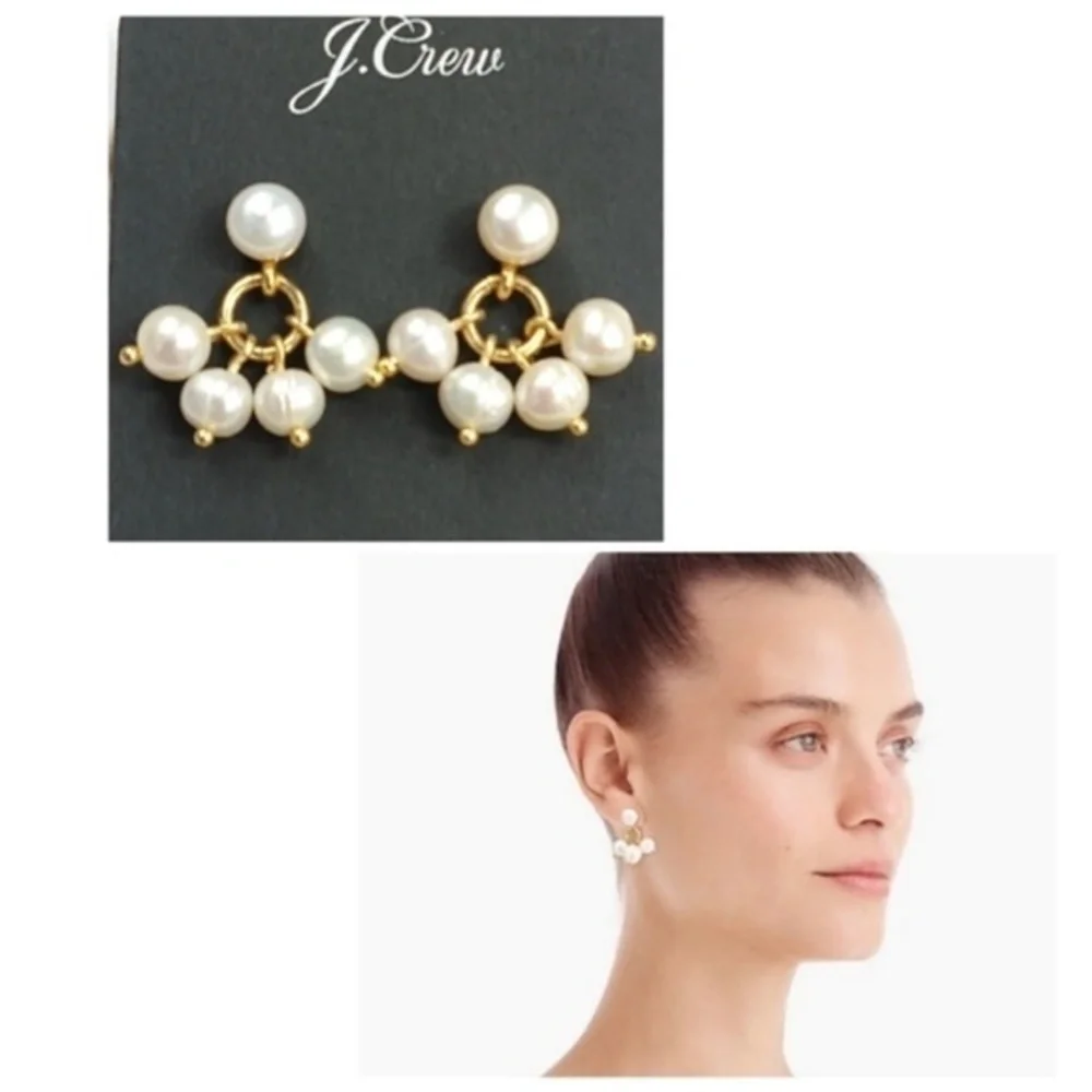 J. Crew Tri-Drop Freshwater Pearl Earrings - Picture 2 of 3